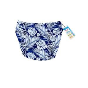 NWT Simply Fit Swimwear Skirt Skort Tankini Bottom Blue White Palm Leaf Print M